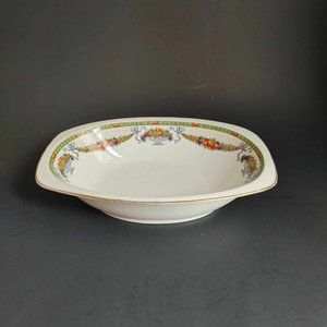 Vintage Epiag Czechoslovakia Oval Veggie Serving Bowl Fruit Swags Gold Trim 10"